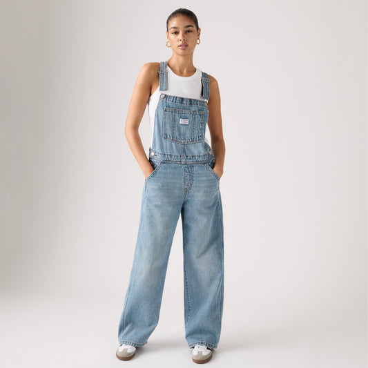 LEVI'S® WOMEN'S BAGGY OVERALLS - MED INDIGO - WORN IN
