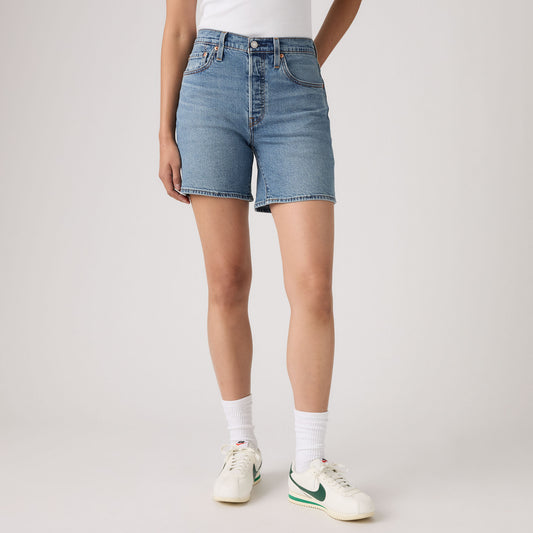 LEVI'S® WOMEN'S 501® MID-THIGH SHORTS - MED INDIGO - WORN IN