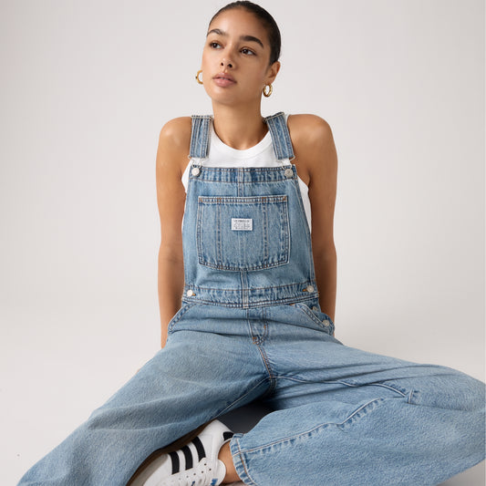LEVI'S® WOMEN'S BAGGY OVERALLS - MED INDIGO - WORN IN