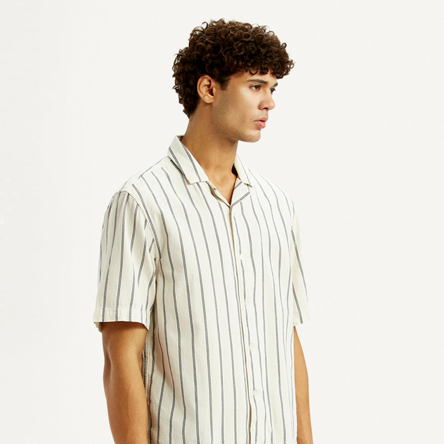 Levi's® Men's Striped Off White Boxy Fit Camp Shirt