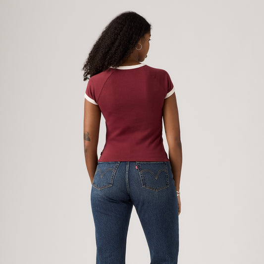 LEVI'S® WOMEN'S GRAPHIC RILEY RAGLAN TEE - RED