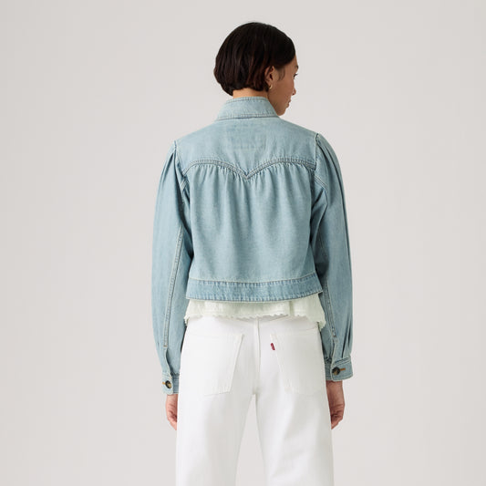 LEVI'S® WOMEN'S PARKER PRETTY SHORT COAT - MED INDIGO - WORN IN