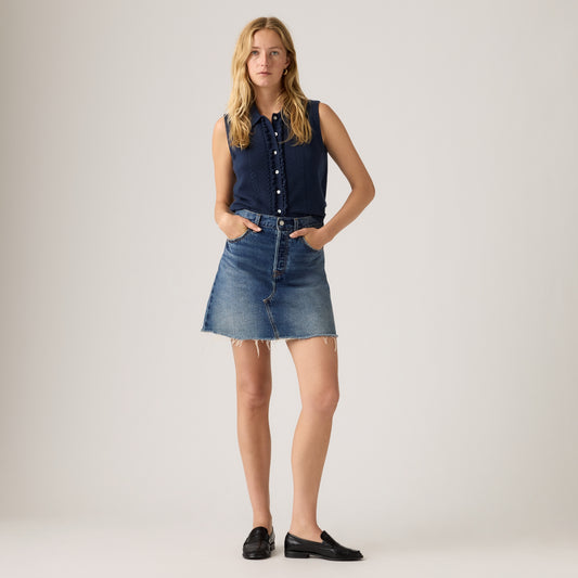 LEVI'S® WOMEN'S DECONSTRUCTED SKIRT - DARK INDIGO WORN IN
