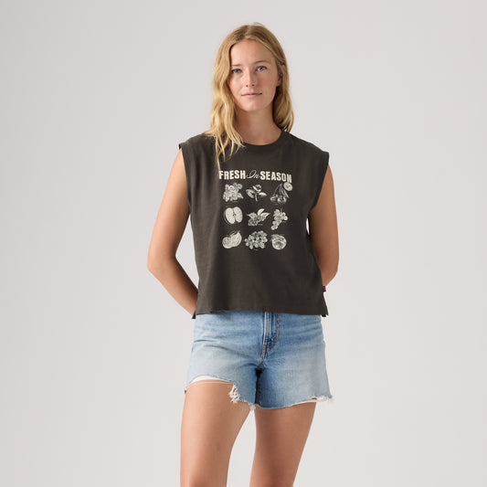 LEVI'S® WOMEN'S GRAPHIC BOXY TANK - BLACK