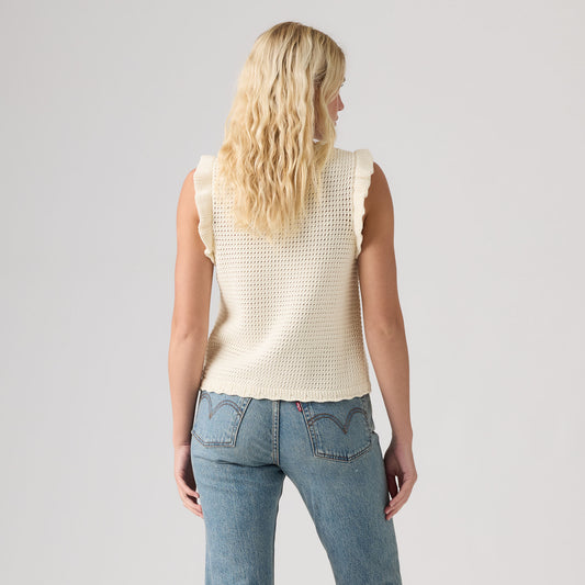 LEVI'S® WOMEN'S LULU FLUTTER SLEEVE SWEATER TANK - WHITE