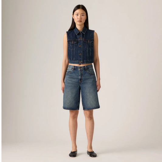 LEVI'S® WOMEN'S BAGGY DAD JORTS - DARK INDIGO WORN IN