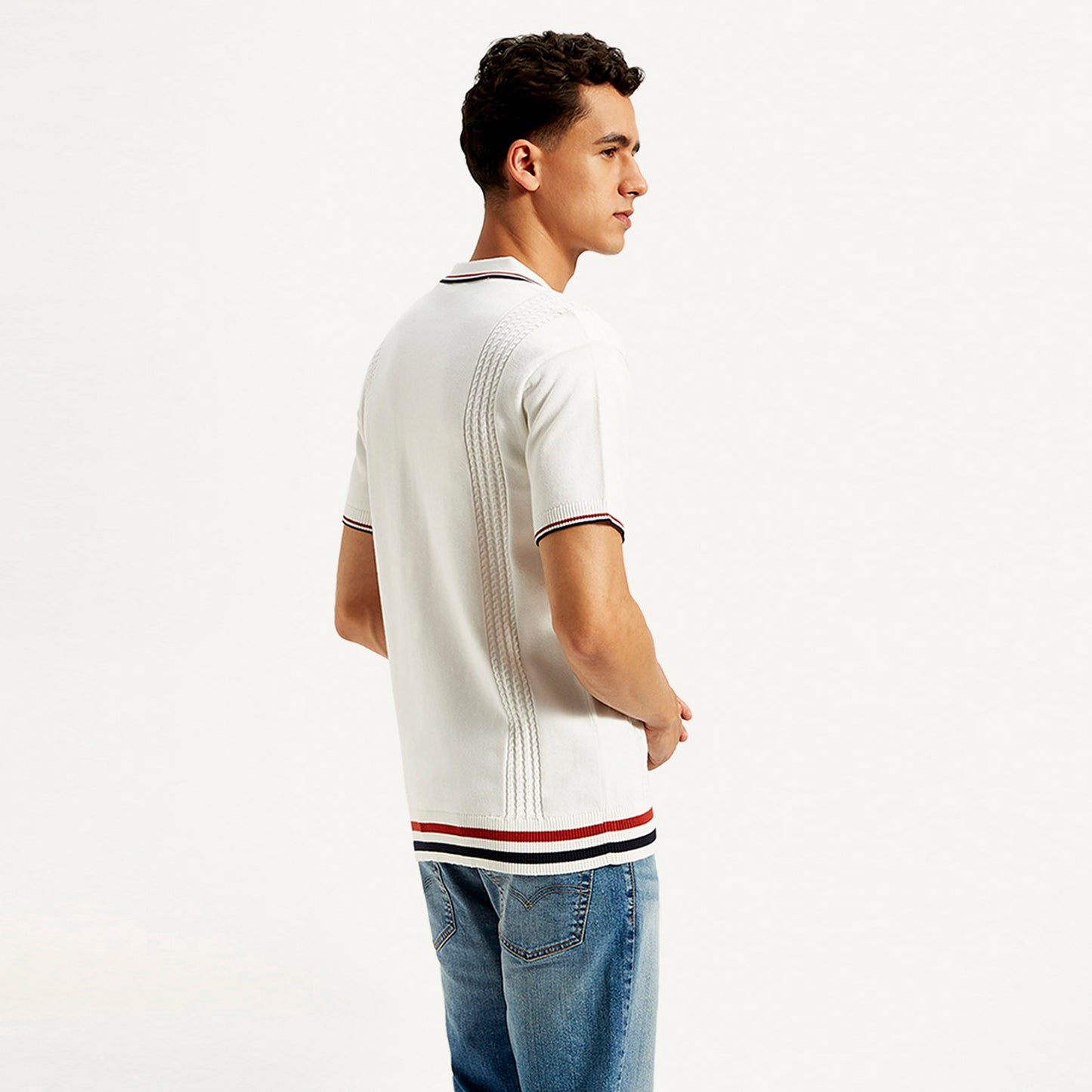 LEVI’S® MEN'S STRIPED SLIM FIT POLO T-SHIRT - WHITE