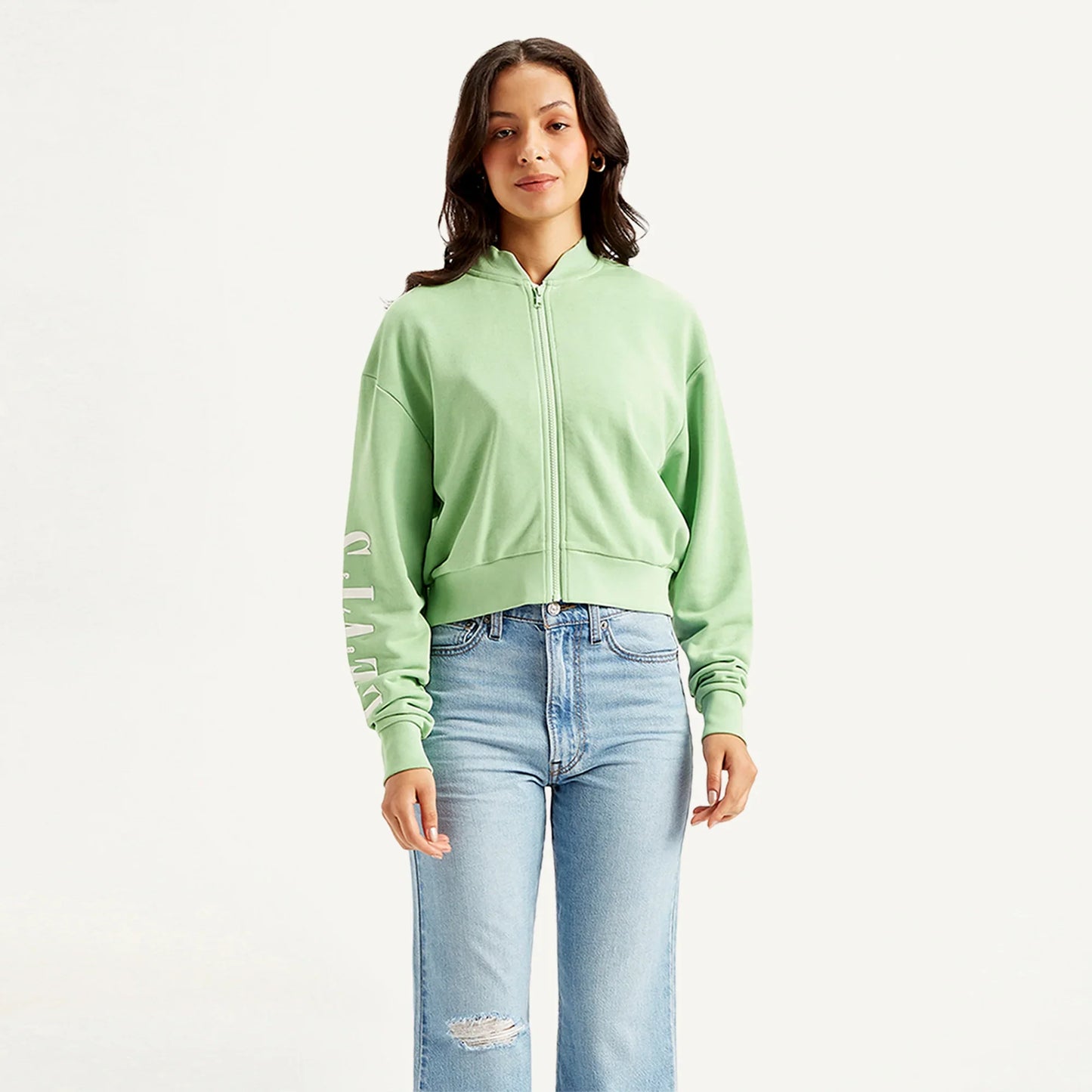 LEVI’S® WOMEN'S BASEBALL COLLAR NECK SWEATSHIRT - GREEN