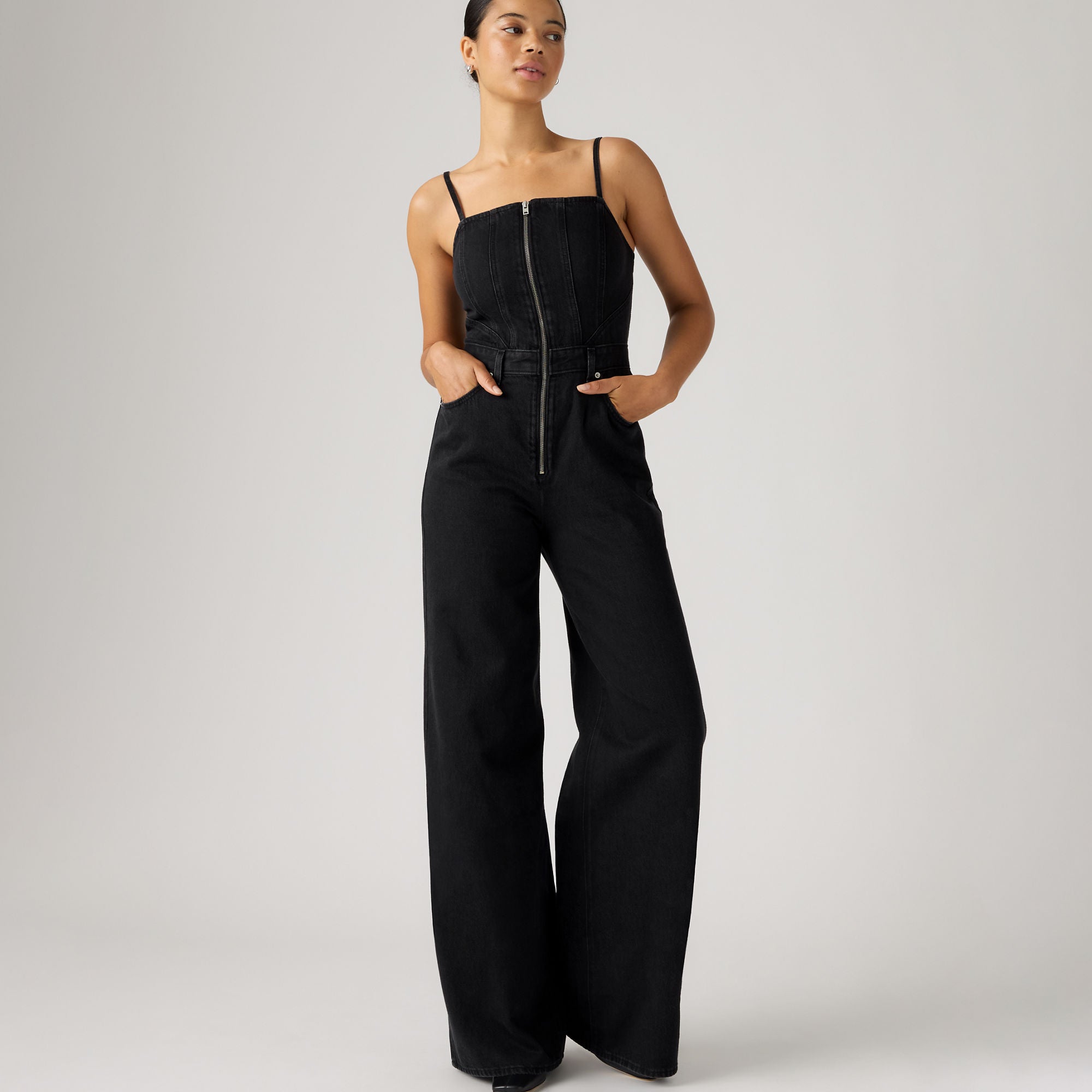 LEVI'S® WOMEN'S SEAMED JUMPSUIT - MED INDIGO - WORN IN