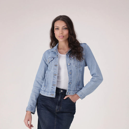 LEVI’S® WOMEN'S ORIGINAL TRUCKER JACKET - MED INDIGO - WORN IN