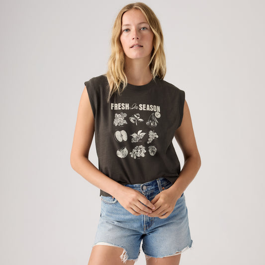 LEVI'S® WOMEN'S GRAPHIC BOXY TANK - BLACK