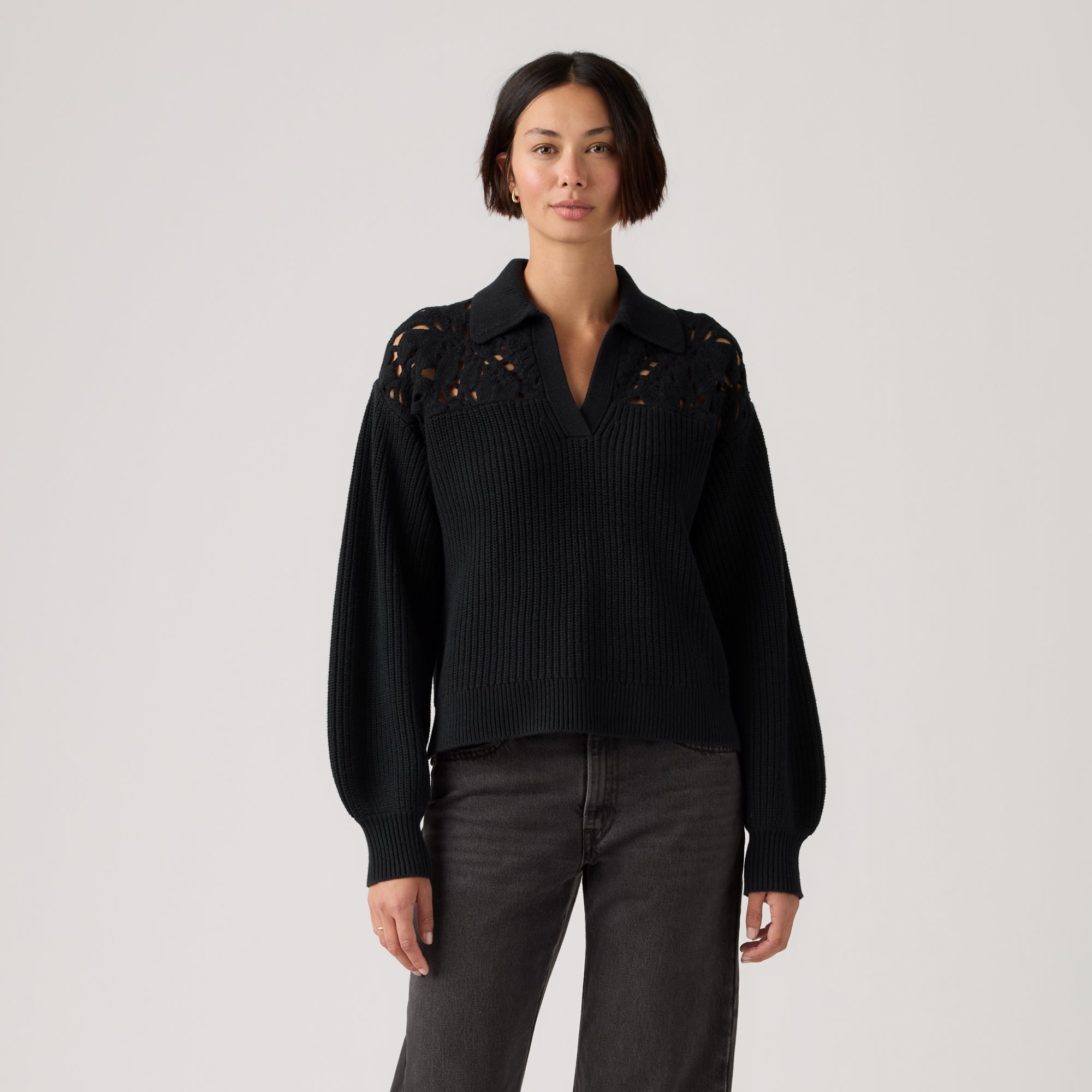 LEVI'S® WOMEN'S BIANCA CROCHET POLO SWEATER - MULTI COLOUR