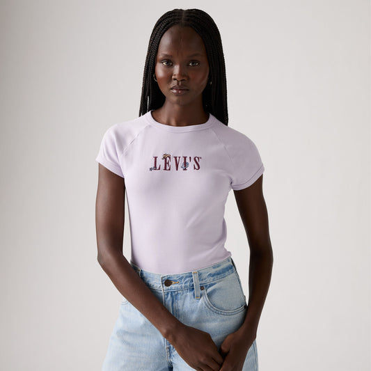 LEVI'S® WOMEN'S GRAPHIC RILEY RAGLAN TEE - PURPLE