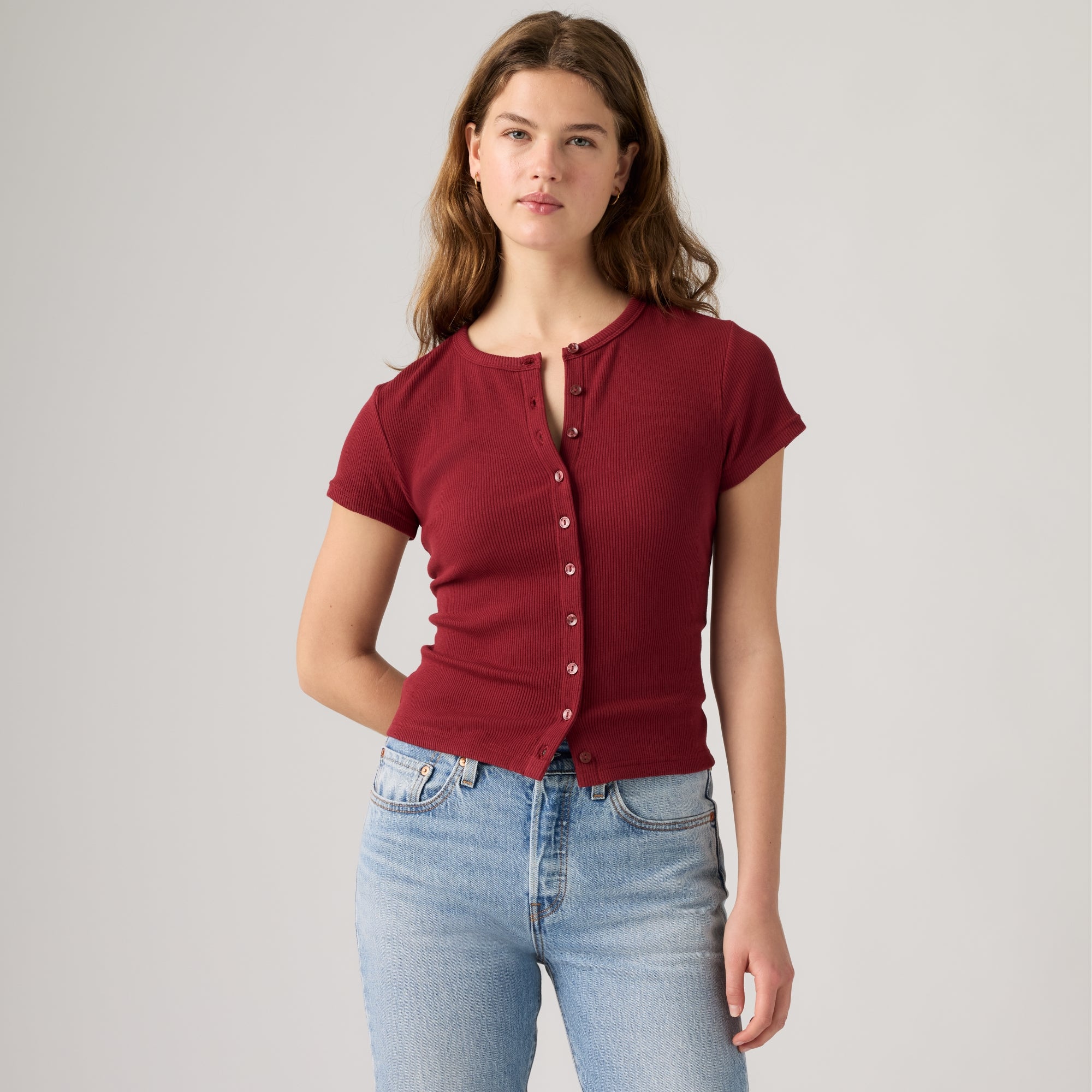 LEVI'S® WOMEN'S RORY BUTTON-THROUGH SHIRT - RED
