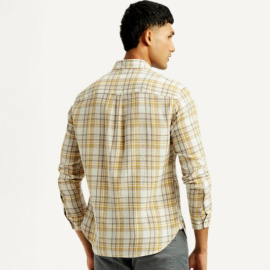 LEVI'S®MEN'S CHECKERED SLIM FIT LINEN SHIRT - MULTI COLOUR