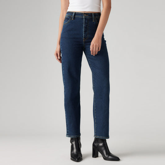 LEVI'S® WOMEN'S RIVETED RIBCAGE STRAIGHT ANKLE JEANS - DARK INDIGO - FLAT FINISH