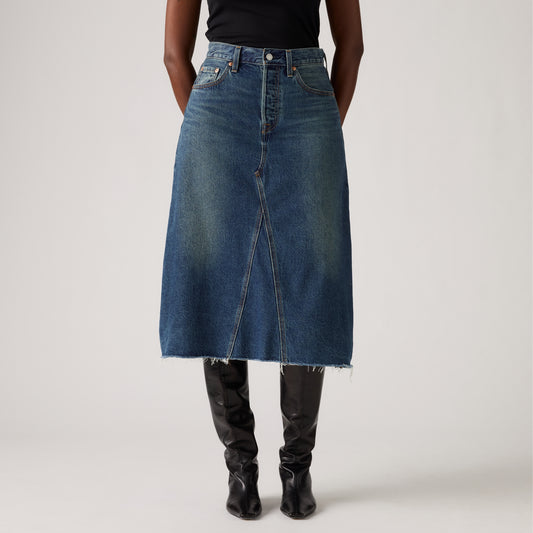LEVI'S® WOMEN'S HIGH-RISE A-LINE DECON SKIRT - DARK INDIGO WORN IN
