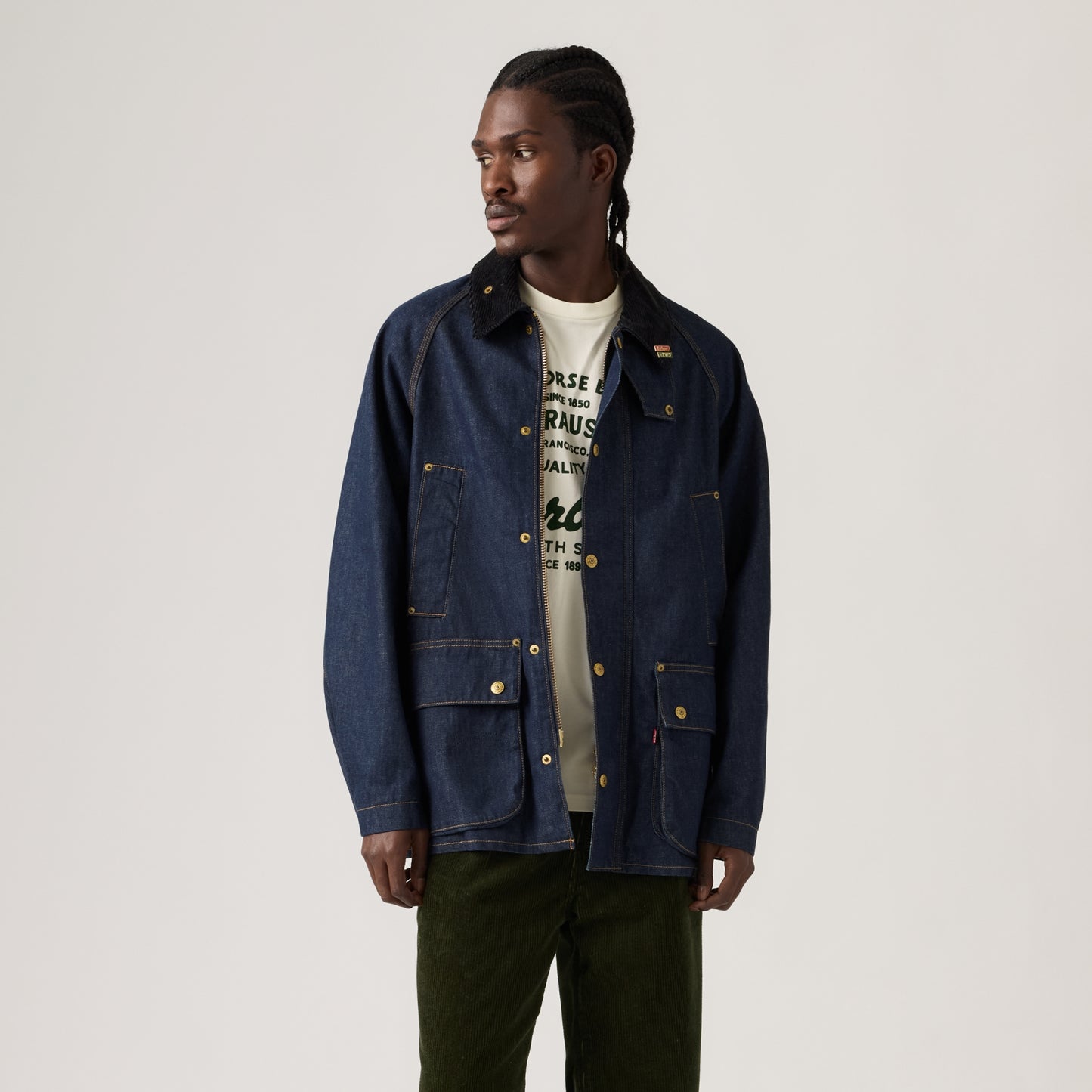 LEVI'S® X BARBOUR OVERSIZED BEDALE DENIM JACKET - DARK WASH