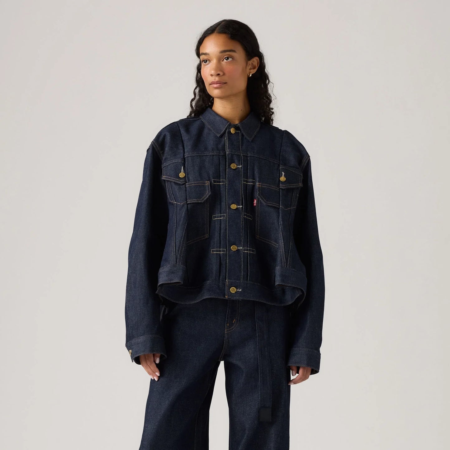 LEVI'S® X SACAI WOMEN'S DENIM JACKET - DARK INDIGO - FLAT FINISH