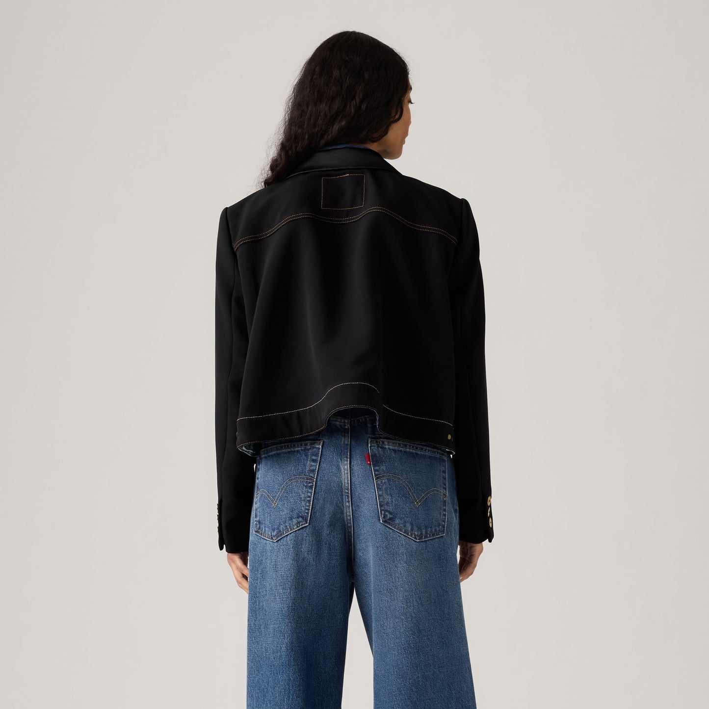 LEVI'S® X SACAI WOMEN'S DENIM x METELASSE TWILL JACKET - DARK INDIGO - FLAT FINISH