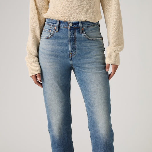 LEVI'S® WOMEN'S CROPPED 501 ORIGINAL® JEANS - MED INDIGO - WORN IN