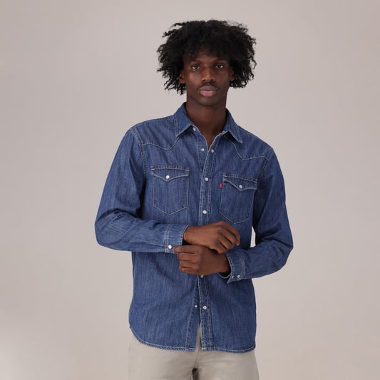 LEVI'S® MEN'S CLASSIC STANDARD FIT WESTERN SHIRT - DARK INDIGO - FLAT FINISH