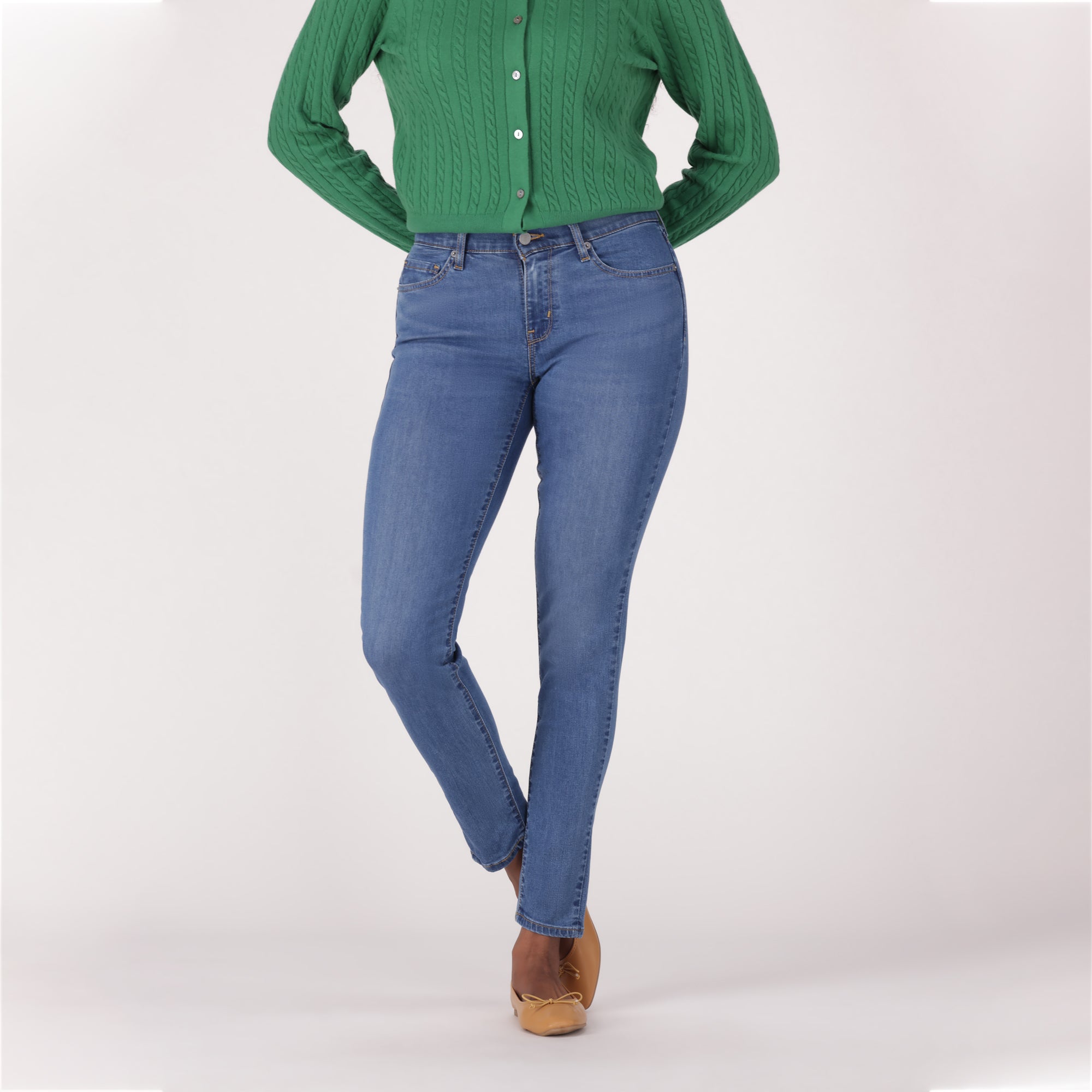 LEVI'S® WOMEN'S CURVY SUPER SKINNY - MED INDIGO - WORN IN