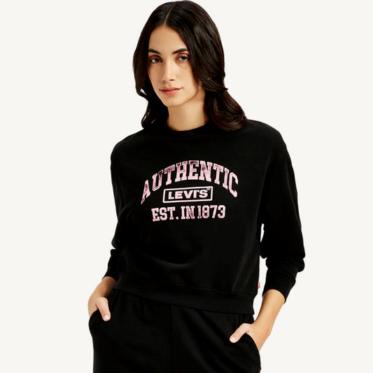 LEVI’S® WOMEN'S TYPOGRAPHY CREW NECK SWEATSHIRT - BLACK