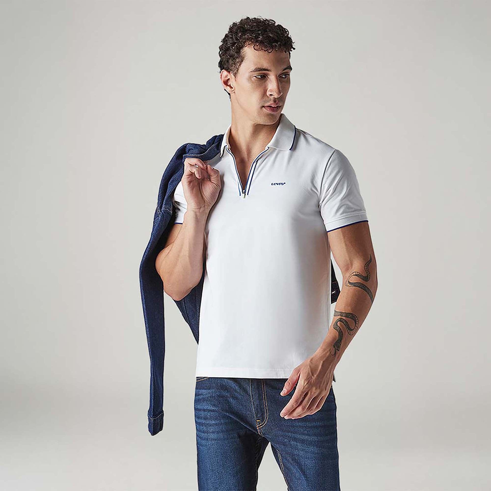 LEVI'S® MEN'S SOLID WHITE TECH POLO T SHIRT - WHITE