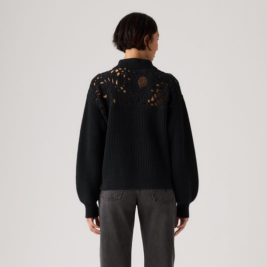 LEVI'S® WOMEN'S BIANCA CROCHET POLO SWEATER - MULTI COLOUR