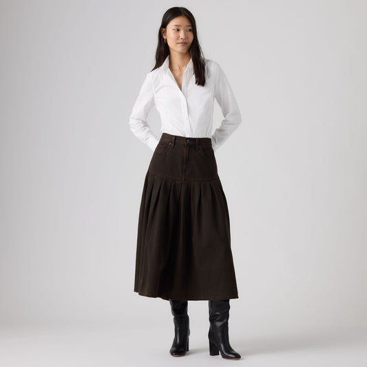 LEVI'S® WOMEN'S YOKED PLEATED SKIRT - BROWN