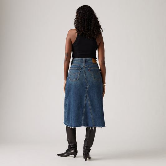 LEVI'S® WOMEN'S HIGH-RISE A-LINE DECON SKIRT - DARK INDIGO WORN IN
