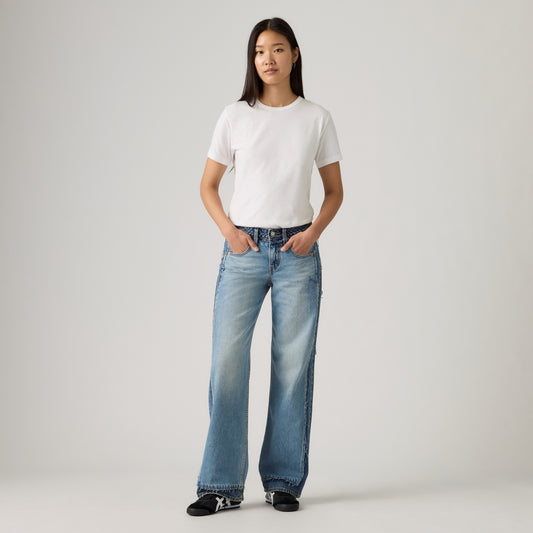 LEVI'S® WOMEN'S DECONSTRUCTED LOW LOOSE JEANS - MED INDIGO - WORN IN