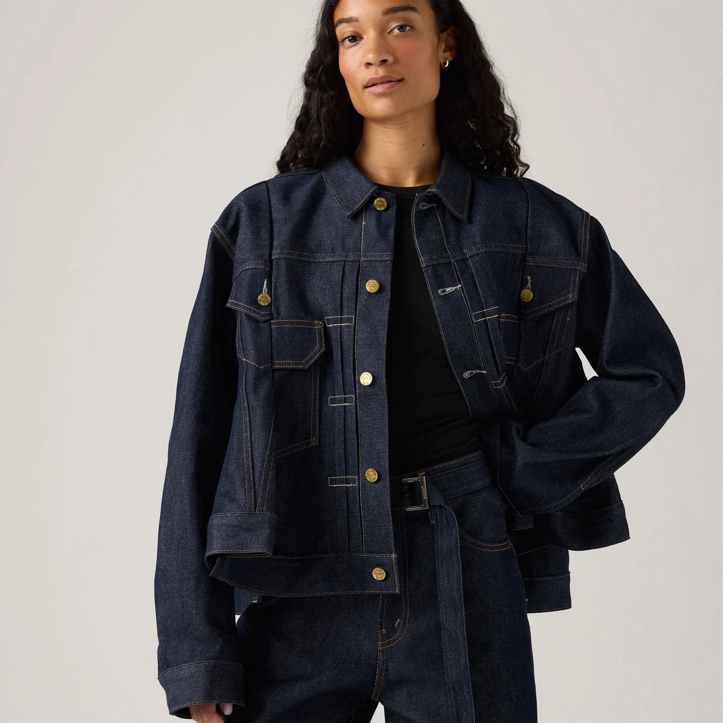 LEVI'S® X SACAI WOMEN'S DENIM JACKET - DARK INDIGO - FLAT FINISH