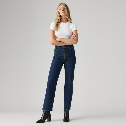 LEVI'S® WOMEN'S RIVETED RIBCAGE STRAIGHT ANKLE JEANS - DARK INDIGO - FLAT FINISH