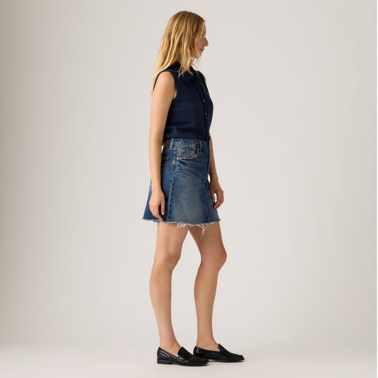 LEVI'S® WOMEN'S DECONSTRUCTED SKIRT - DARK INDIGO WORN IN