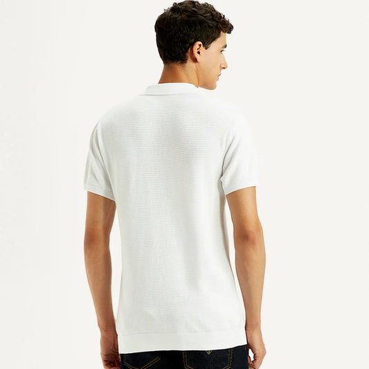 LEVI'S® MEN'S TEXTURED WHITE SLIM FIT POLO T-SHIRT - WHITE