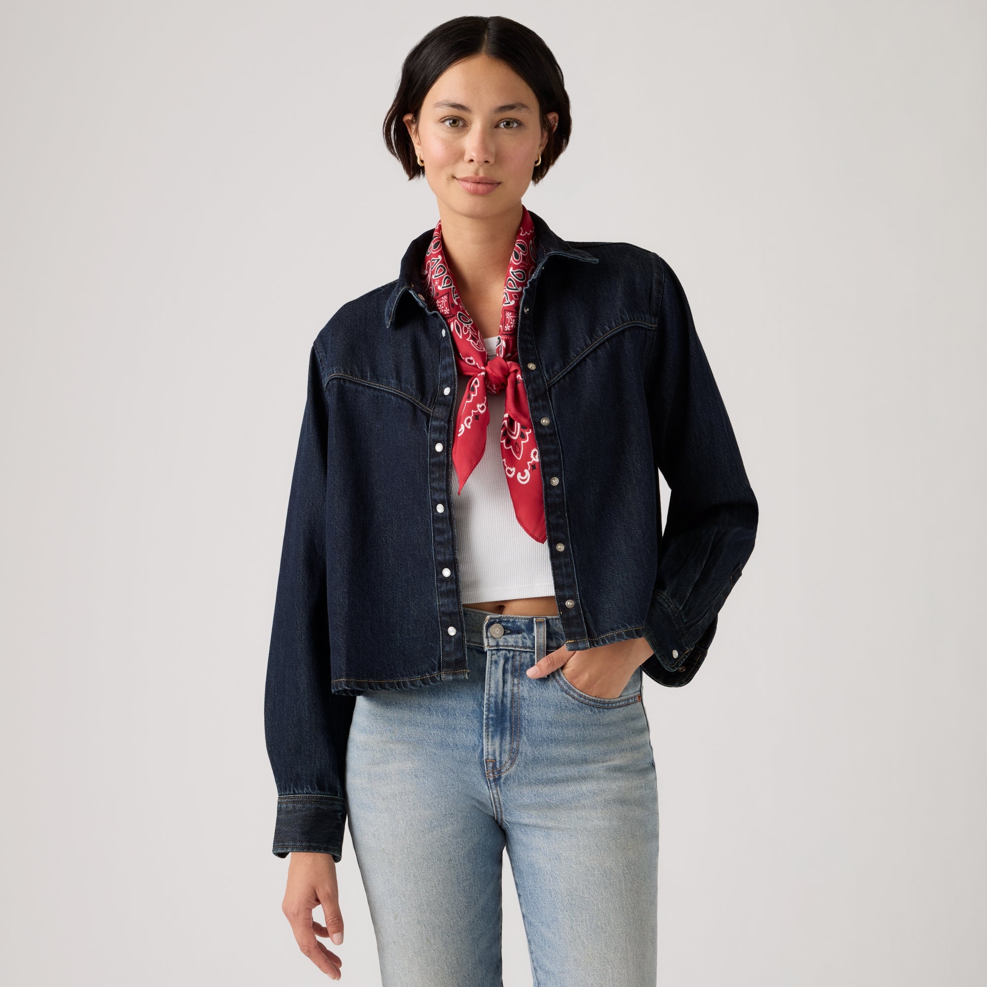 LEVI'S® WOMEN'S LOGAN LIGHTWEIGHT SHACKET - DARK INDIGO FLAT FINISH
