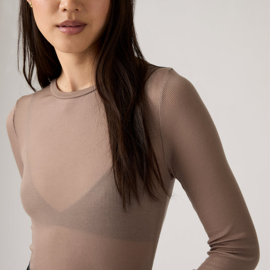 LEVI'S® WOMEN'S SHEER LONG-SLEEVE LAYERING TOP - NEUTRAL