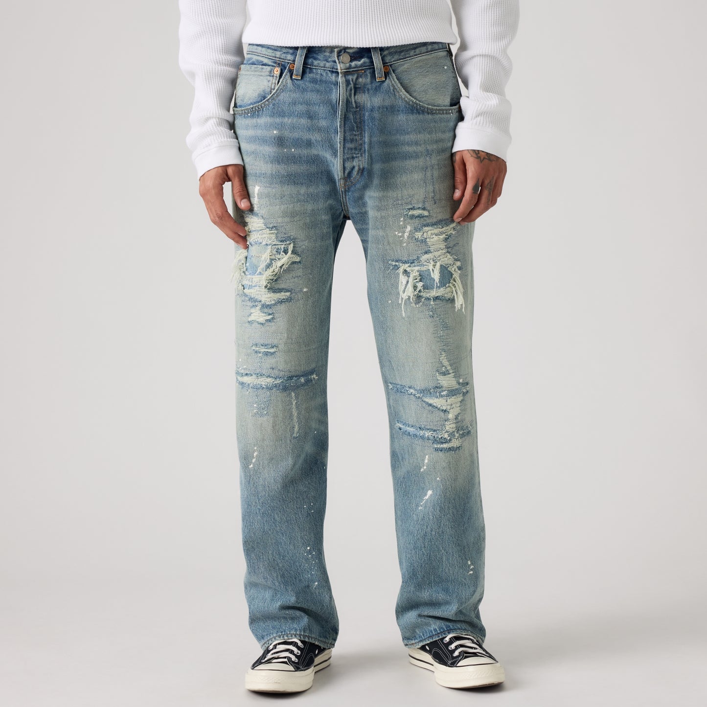 LEVI'S® MEN'S 501® LOOSE JEANS - MED INDIGO - WORN IN