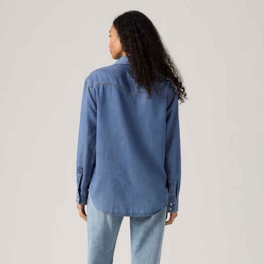 LEVI'S® WOMEN'S TEODORA WESTERN SHIRT - MED INDIGO - WORN IN