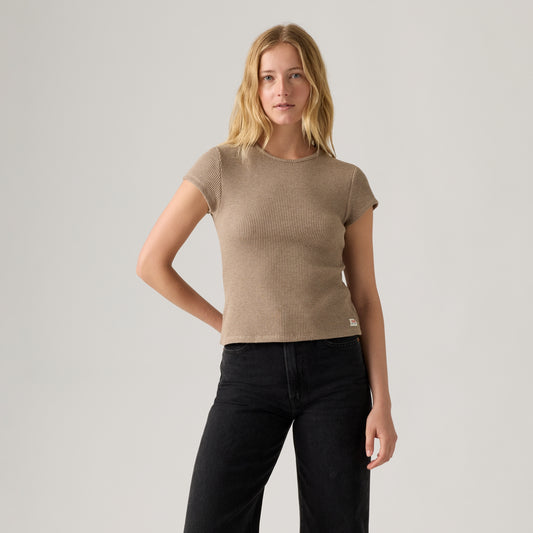 LEVI'S® WOMEN'S DRY GOODS WAFFLE CAP-SLEEVE TEE - MULTI COLOUR