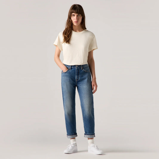 LEVI'S® WOMEN'S 501® ORIGINAL CROPPED JEANS - MED INDIGO - WORN IN