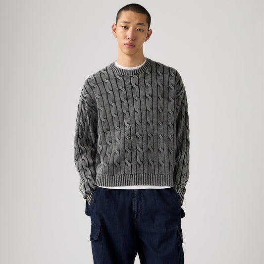LEVI'Sยฎ MEN'S CARMEL CABLE CREW SWEATER - BLACK