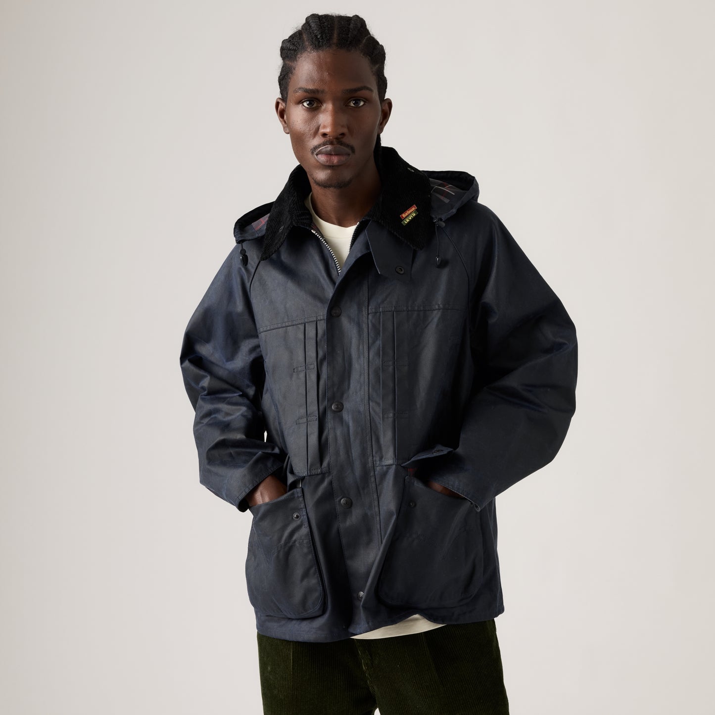 LEVI'S® X BARBOUR OVERSIZED BEDALE WAXED JACKET - BLUE
