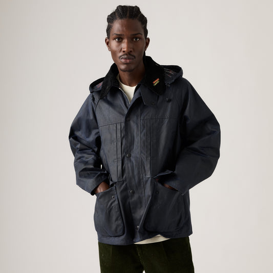 LEVI'S® X BARBOUR OVERSIZED BEDALE WAXED JACKET - BLUE