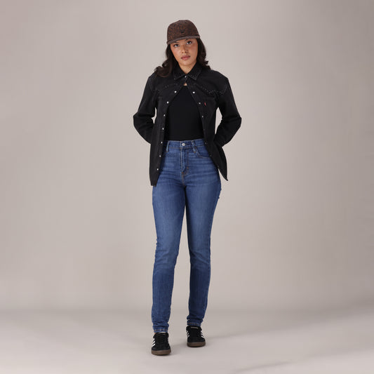 LEVI'S® WOMEN'S 720 HIGH-RISE SUPER SKINNY JEANS - MED INDIGO - WORN IN