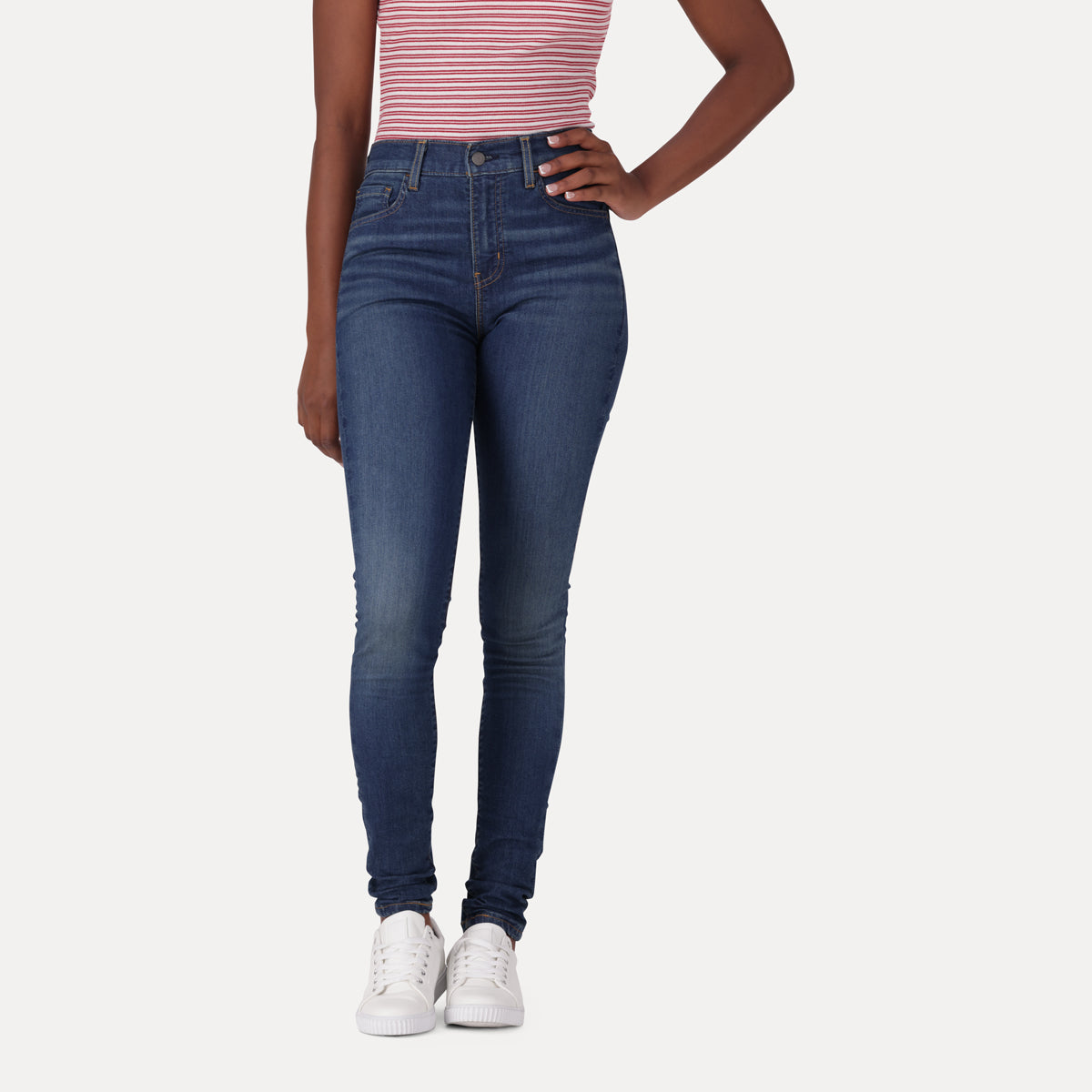 LEVI'S® WOMEN'S 720 HIGH-RISE SUPER SKINNY JEANS - MED INDIGO - WORN IN