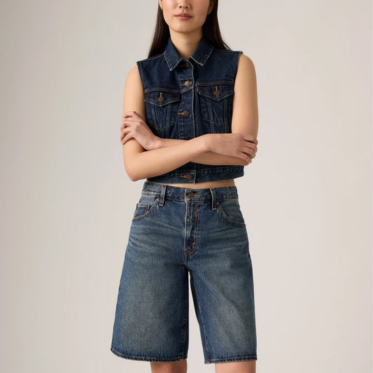 LEVI'S® WOMEN'S BAGGY DAD JORTS - DARK INDIGO WORN IN