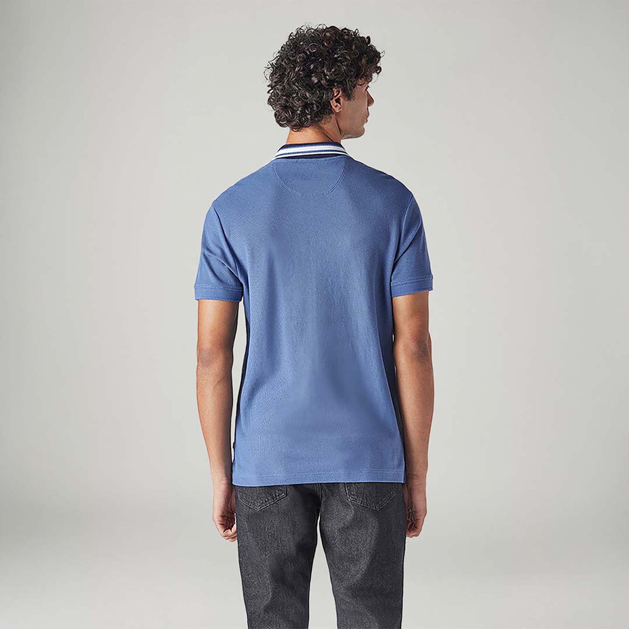 LEVI'S® MEN'S SOLID BLUE TEXTURED POLO T-SHIRT - BLUE